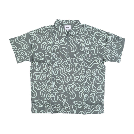 HUF Camicia Manica Corta Donna Groovy Zip Work Shirt Sage da donna