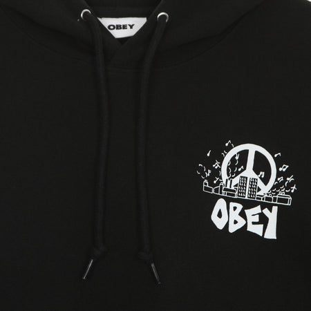 OBEY Felpa Leggera Cappuccio Uomo City Block Premium French Terry Hood Black da uomo
