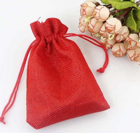 25-Sacchetti-Di-Juta-Rossi-Bomboniere-Confetti-Compleanni-Matrimonio-Regali