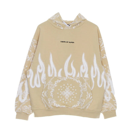 VISION OF SUPER Felpa Leggera Cappuccio Uomo Bandana Print Hoodie Beige da uomo