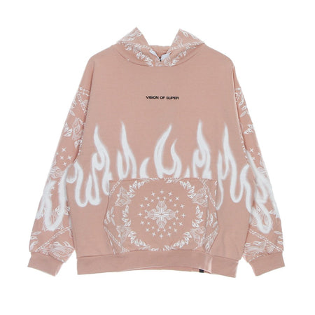 VISION OF SUPER Felpa Leggera Cappuccio Uomo Bandana Print Hoodie Pink da uomo