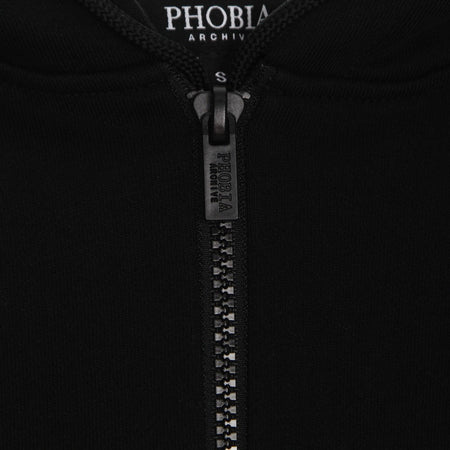 PHOBIA Felpa Leggera Cappuccio Zip Uomo Cobweb Print Open Hoodie Black/white da uomo