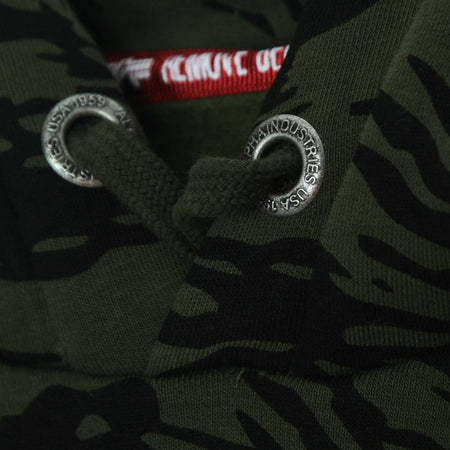 ALPHA INDUSTRIES Felpa Cappuccio Uomo Back Print Hoodie Camo Brushstroke Green da uomo