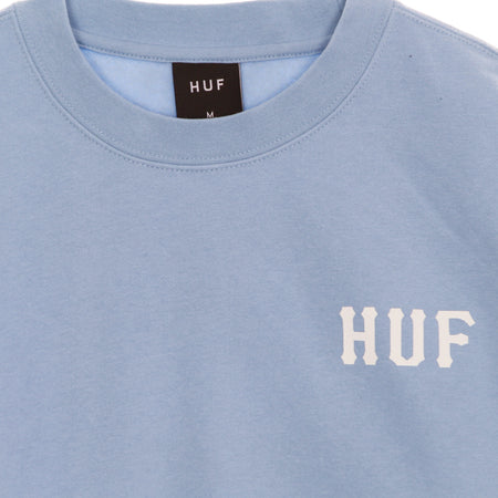 HUF Felpa Girocollo Uomo Essentials Classic H Crew Light Blue da uomo