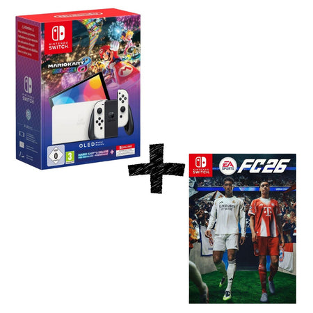 Nintendo Switch Oled Bianca Console Super Mario Kart 8 Abbonamento 12 Mesi Italy+FC 26