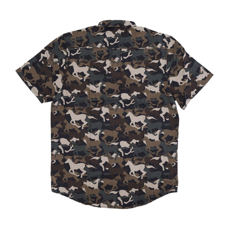 WESC Camicia Manica Corta Uomo Oden Wild Horses Aop Shirt Black da uomo