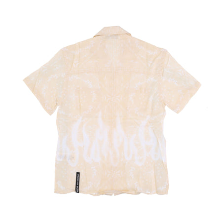 VISION OF SUPER Camicia Manica Corta Uomo Spray Flames Bandana Shirt Beige da uomo