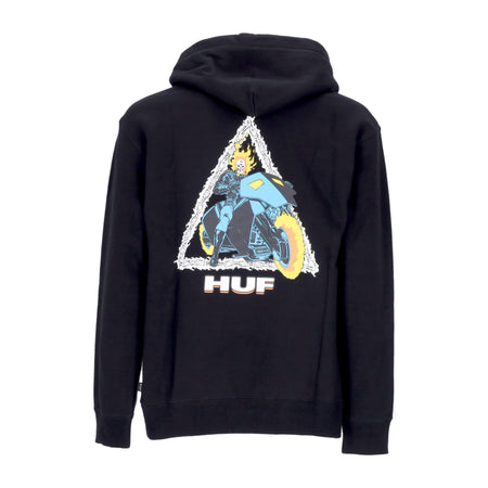 HUF Felpa Cappuccio Uomo Ghost Rider Triple Triangle Po Hoodie X Marvel Black da uomo