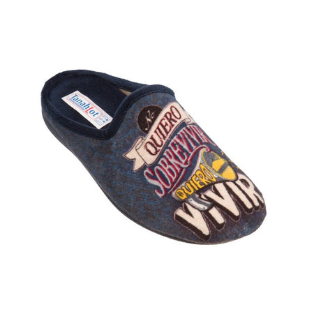 TanahLot pantofole ciabatte uomo stampa "Quiero Vivir" in tessuto morbido con sottopiede estraibile