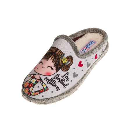 TanahLot pantofole ciabatte donna stampa ragazza "I'm limited edition" in tessuto morbido