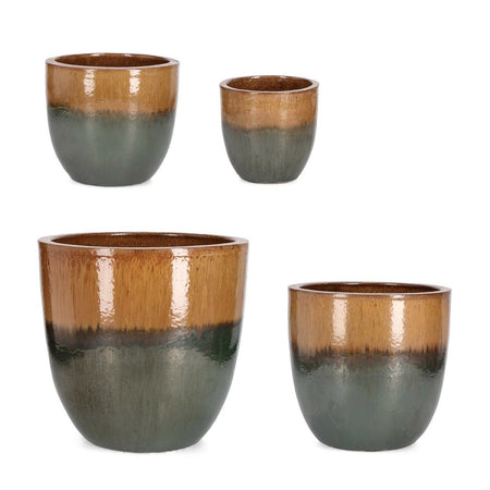 Vasi "Thran" struttura in terracotta smaltata per esterno set da 3