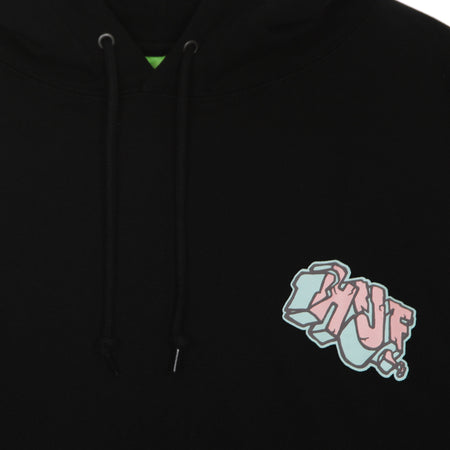 HUF Felpa Cappuccio Uomo Quake Tt P/o Hoodie Black da uomo