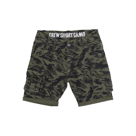 ALPHA INDUSTRIES Pantalone Corto Uomo Crew Short Camo Brushstroke Green da uomo