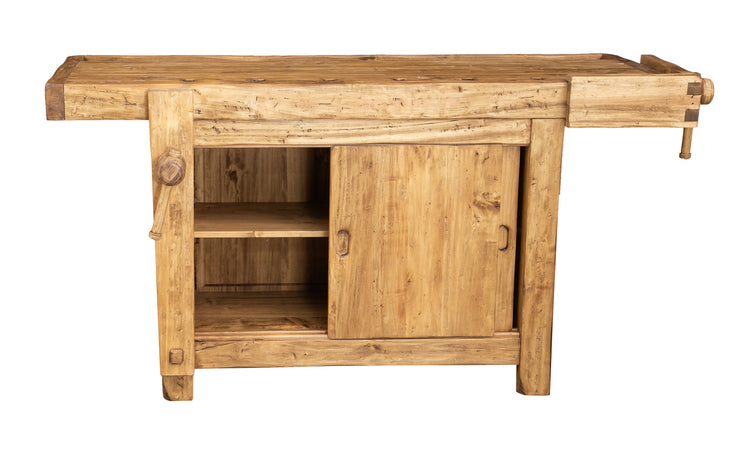 Biscottini Banco da lavoro Country in legno massello di tiglio finitura naturale Made in Italy