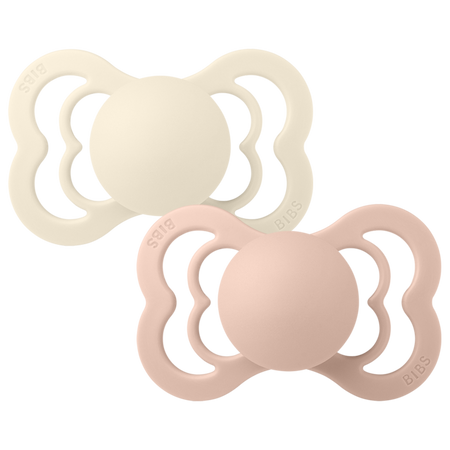 Set 2 Ciucci BIBS Supreme Avorio e Rosa Cipria Silicone 6 mesi +