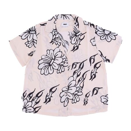OBEY Camicia Manica Corta Donna Flamin ' Flowers Shirt Off White da donna