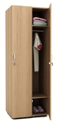 Armadietto spogliatoio in legno a 2 posti con 2 ante battenti cm. 66X52X185H