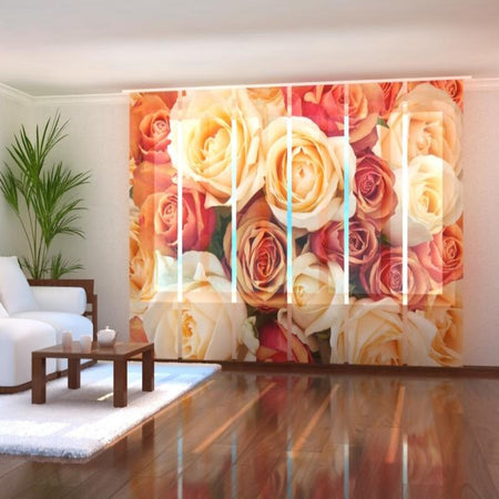 Set di 6 Tende a Pannello Rose Dolci