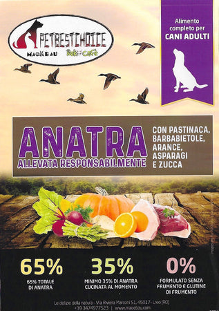 PETBESTCHOICE GRAINFREE ADULT ANATRA 65% & 5 SUPERFOOD