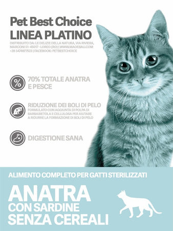 PETBESTCHOICE Linea Salute Platino Sterilizzato/Senior Anatra e Sardine