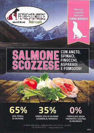 PETBESTCHOICE ADULT LIGHT SALMONE & 5 SUPERFOOD 65% TOTALE DI INGREDIENTI