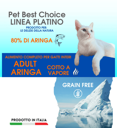 PETBESTCHOICE Linea Platino Adult grainfree pesce Aringa 80%cotta a Vapore