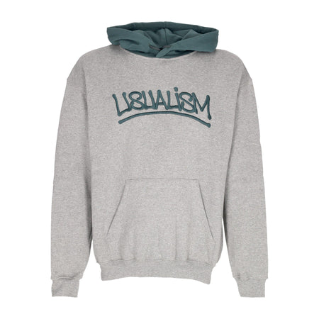 USUAL Felpa Cappuccio Uomo Usualism Hoodie Heather Grey/dark Green da uomo