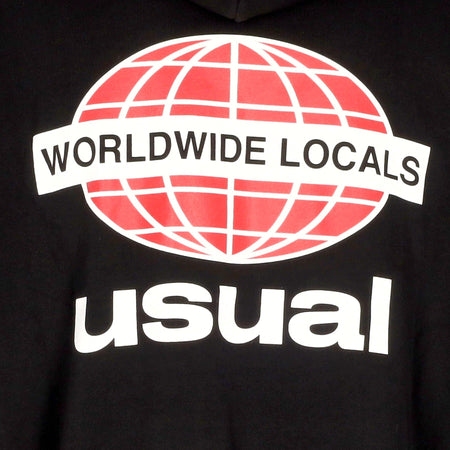 USUAL Felpa Cappuccio Uomo Worldwide Locals Hoodie Black da uomo