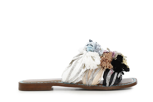 CIABATTA TRIPLO FIOCCO IN RAFFIA MULTICOLOR