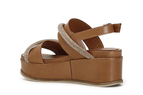 FRATE CON LISTINI STRASS SU ZEPPA IN PELLE