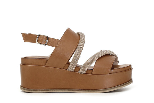 FRATE CON LISTINI STRASS SU ZEPPA IN PELLE