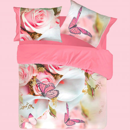 Completo Lenzuola Copriletto Matrimoniale Botticelli Home in Stampa Digitale 4D Butterfly