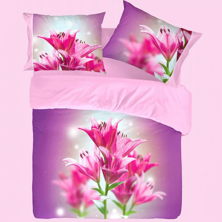 Completo Lenzuola Copriletto Matrimoniale Botticelli Home in Stampa Digitale 4D Lily