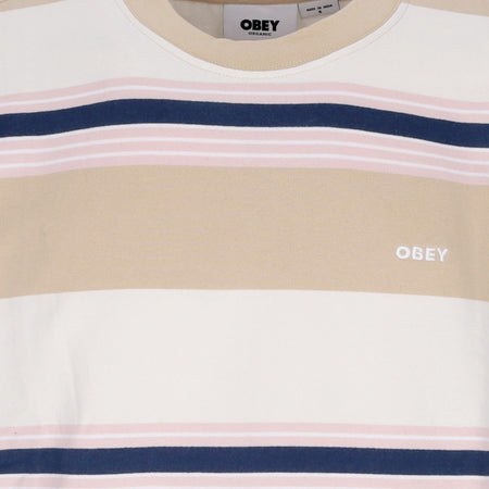 OBEY Felpa Girocollo Uomo Ender Stripe Crew Specialty Fleece Irish Cream Multi da uomo
