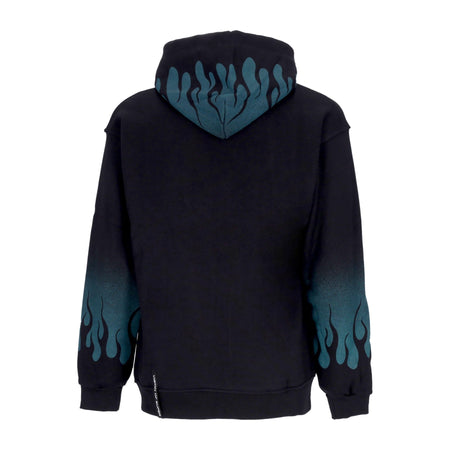 VISION OF SUPER Felpa Cappuccio Uomo Negative Flames Hoodie Black/balsam Green da uomo