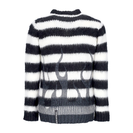 VISION OF SUPER Maglione Uomo Black Flames Jumper White da uomo