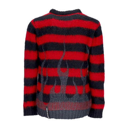 VISION OF SUPER Maglione Uomo Black Flames Jumper Red da uomo
