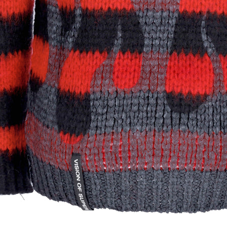 VISION OF SUPER Maglione Uomo Black Flames Jumper Red da uomo
