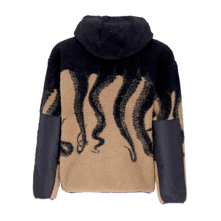 OCTOPUS Orsetto Uomo Sherpa Zip Hood Sweatshirt Black/beige da uomo
