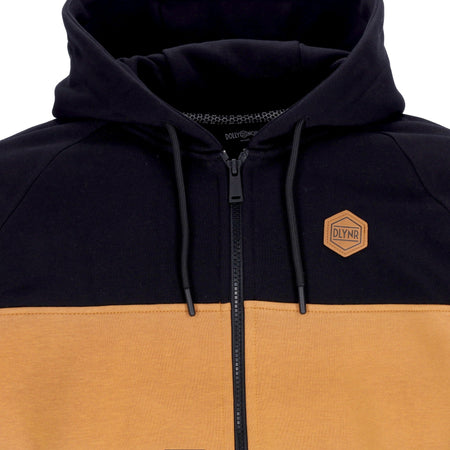 DOLLY NOIRE Felpa Cappuccio Zip Uomo Section Insert Zip Hoodie Black/khaki da uomo