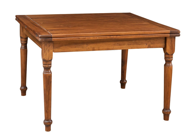 Biscottini Tavolo allungabile a libro Country in legno massello di tiglio finitura noce 120x120x80 cm. Made in Italy