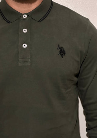 Polo maniche lunghe verde militare