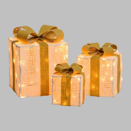 Pacchi regalo con telaio in metallo verniciato bianco per decorazioni natalizie set da 3