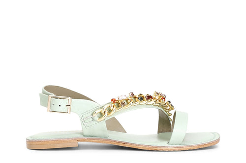 SANDALO ASIMMETRICO IN PELLE CON CATENA