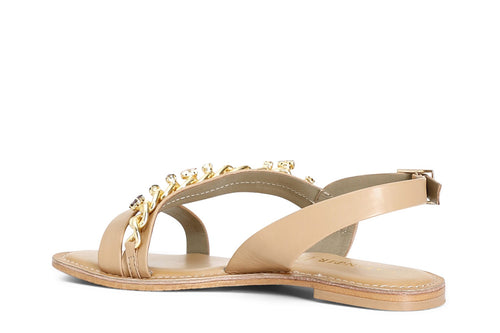 SANDALO ASIMMETRICO IN PELLE CON CATENA