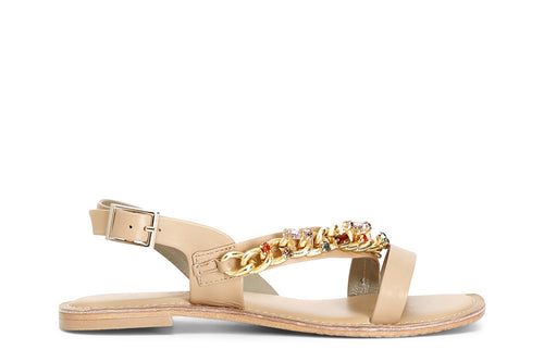 SANDALO ASIMMETRICO IN PELLE CON CATENA