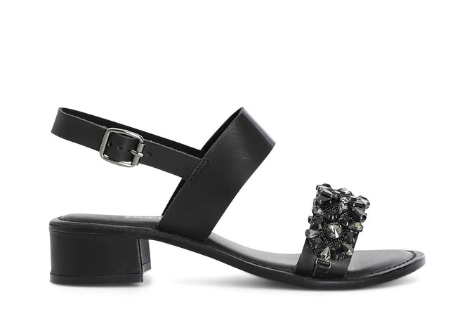 SANDALO 2 FASCE IN PELLE CON STRASS