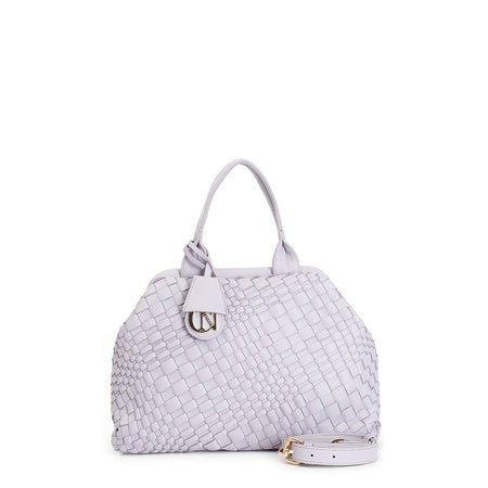 BAULETTO CON INTRECCIO IRREGOLARE E ACCESSORIO CN PENDENTE
