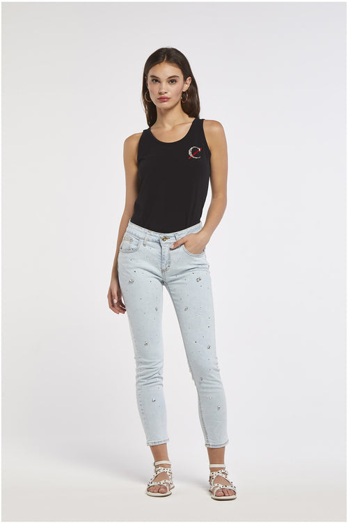 PANTALONE SKINNY CON STRAS