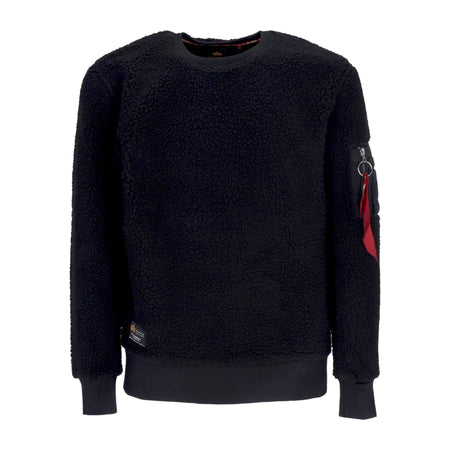 ALPHA INDUSTRIES Felpa Girocollo Uomo Teddy Sweater Black da uomo